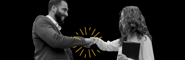 Black and white brand video of handshake symbolizing business partnership