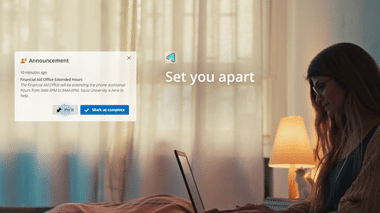 SaaS product explainer video thumbnail showing woman on laptop with login interface