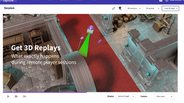 3D replay interface motion graphics for SaaS analytics platform