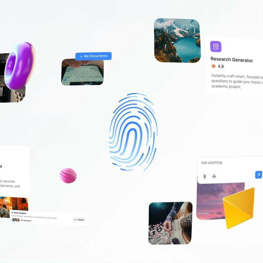 Product motion graphics animation showing fingerprint and floating icons